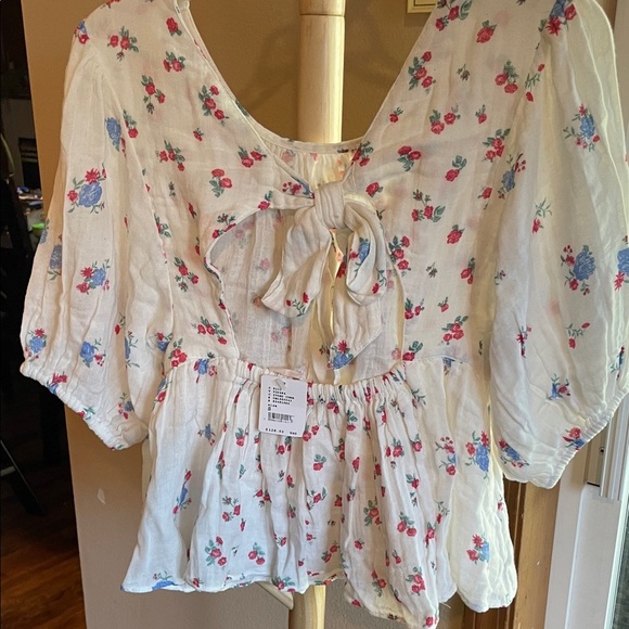 Free People White Floral Blouse - Picture 3 of 7